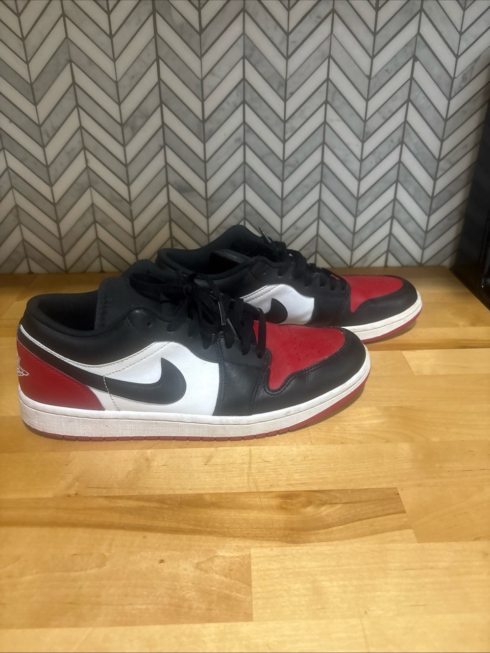 Nike Jordan 1 Low Bred Toe 2.0 553558-161 Men US 10.5